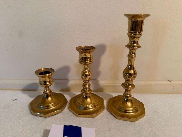 Baldwin Brass Candlestick Holders - Set of Three