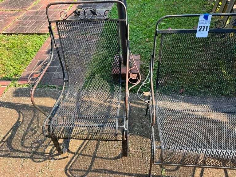 Metal Outdoor Patio Set: Chair and Bench