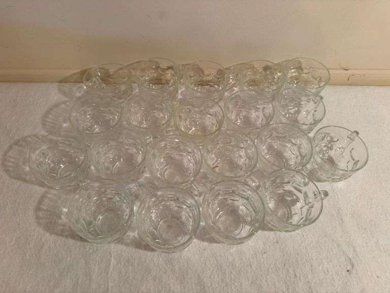 Set of Small Textured Glass Cups/Glasses (23 pieces)