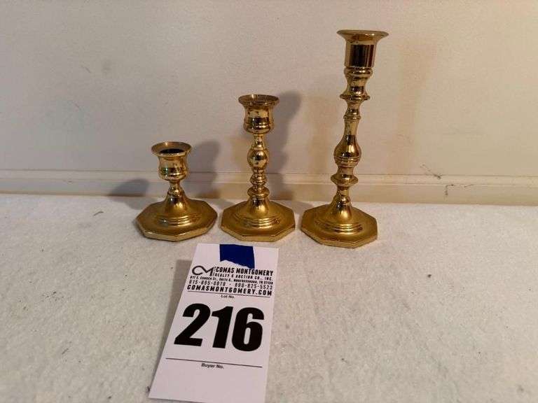 Baldwin Brass Candlestick Holders - Set of Three