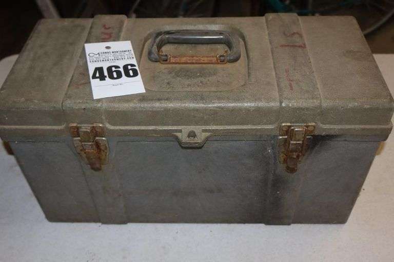 Heavy Plastic Tool Box with Variety of Items: Wire cutters, Crescent Wrenches, Vise Grips, Screwdrivers Plyers etc. image