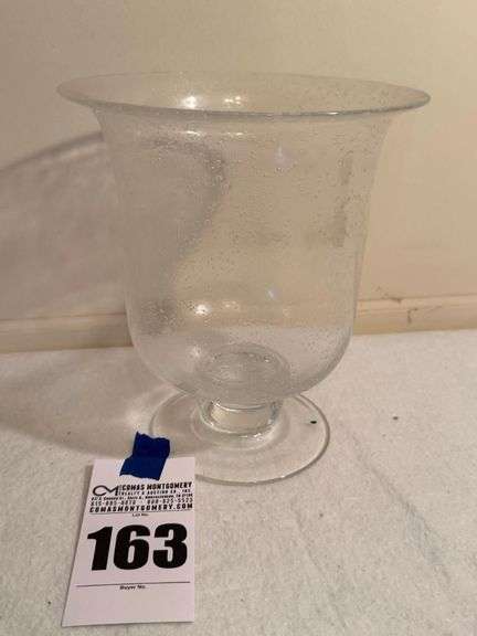 Large Clear Glass Vase with Bubble Design