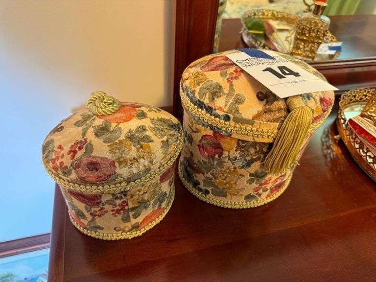 Pair of Decorative Floral Fabric Covered Boxes
