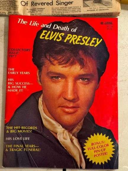 Elvis Presley Memorabilia Lot: Newspaper, Magazine, and Book