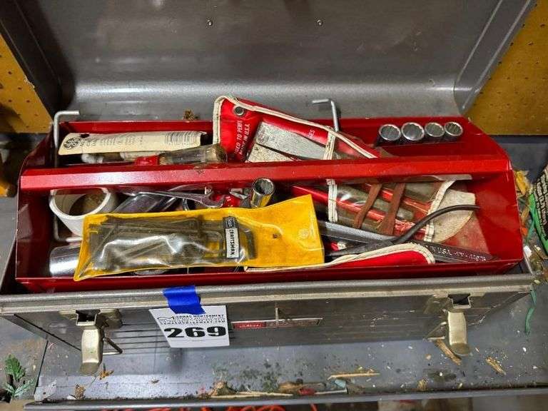 Craftsman Metal Toolbox with Assorted Tools