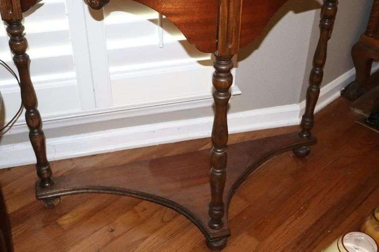 Antique Wood Console/Side Table with unique shape   30.5"x36"x14"