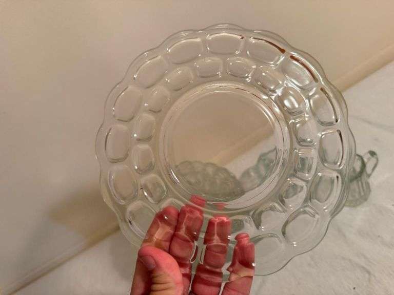 Pressed Glass Dessert Set with Plates and Sugar/Creamer
