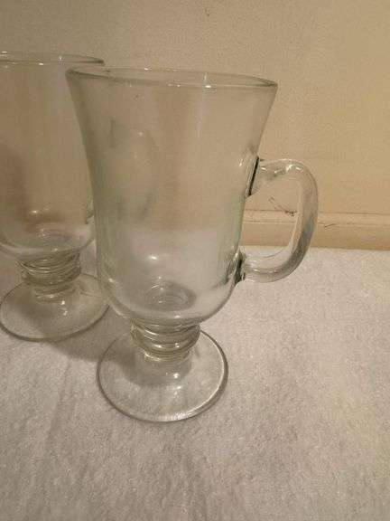 Set of 5 Clear Glass Irish Coffee Mugs