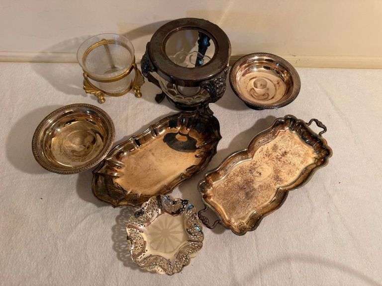 Silver Plated Bowls, Trays, and Glass