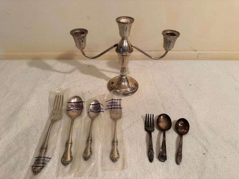 Sterling Silver Candelabra and Assorted Silverware