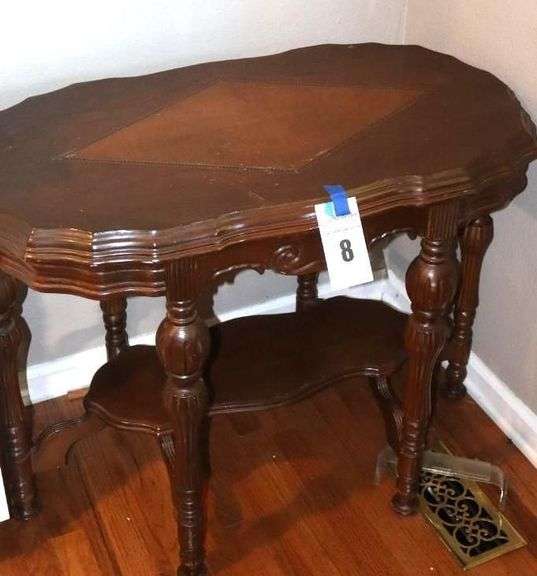 Antique Wood Side Table with bottom Shelf     28"x37"x21"