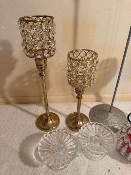 Assorted Decorative Candle Holders - Crystal, Metal, and Glass