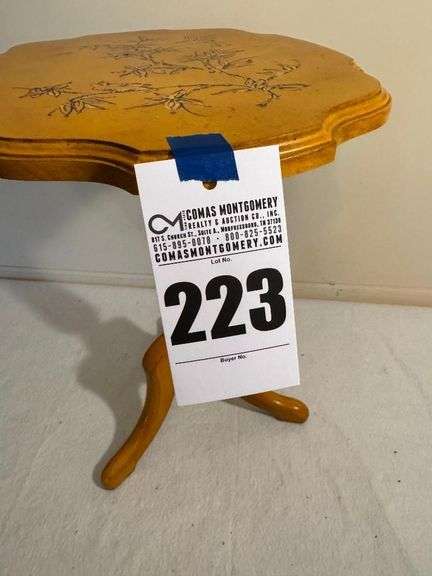 Decorative Yellow Accent Table with Bird and Branch Design