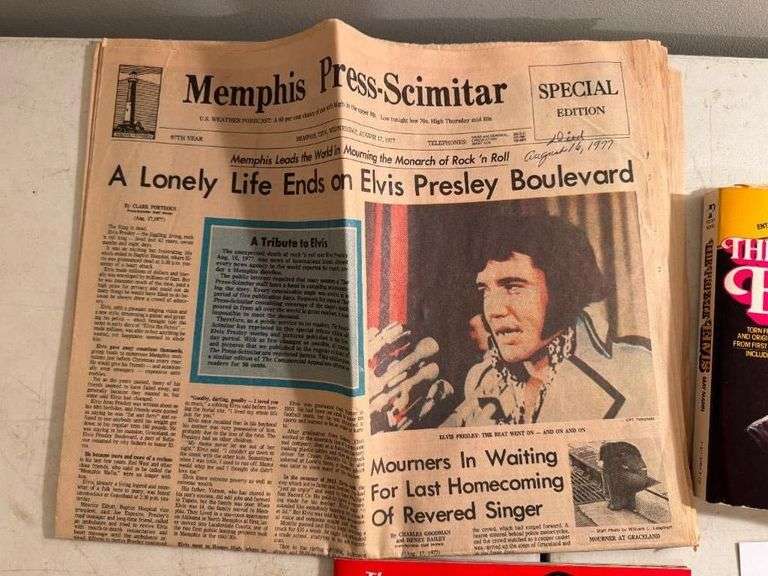 Elvis Presley Memorabilia Lot: Newspaper, Magazine, and Book