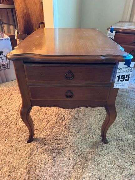 Wooden Side Table with Two Drawers