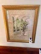 Framed Palm Tree Print Signed 'Viv'