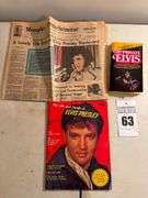 Elvis Presley Memorabilia Lot: Newspaper, Magazine, and Book