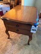 Wooden Side Table with Two Drawers