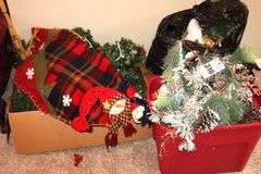 Variety of Christmas Lights, Garland, Tree Skirt, additional decorative garland and More decorations