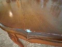 Round Wood Coffee Table with Decorative Trim