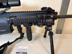 Heckler & Koch MR 762 A1 Semi-Automatic Rifle with Weaver scope, bipod, and sling.