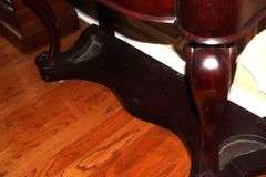Vintage Marble Top Wood Hall Tree with 9 hooks & oval Mirror with bottom shelf    78"x48"x18"                      **Buyer bring help to remove