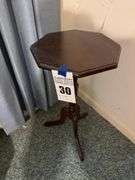 Dark Wood Pedestal Side Table
