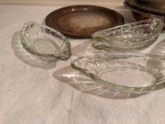 Silver Plated Serving Set with Glass Bowls