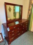 Traditional Style Cherry Wood Dresser with Mirror