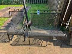 Metal Outdoor Patio Set: Chair and Bench