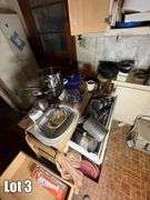 Salvage Lot- Misc. Items Including- Fridge, Display Cabinets, Cookware, Dishes, Etc. ( Oven/Range & Dishwasher NOT included)(BUYER RESPONSIBLE FOR REMOVAL)