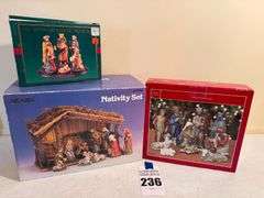 Three Nativity Sets: Sears, Kirkland's, and Mistletoe Mountain