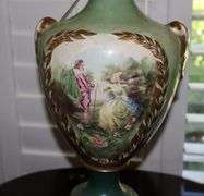 Vintage French Porcelain Lamp with shade    35"x20"