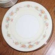 Set of "Georgian" Homer Laughlin China (eggshell with gold trim): 8 dinner plates, 8 dessert plates, 8 bowls, 8 cups, 8 saucers, serving platter, serving bowl, creamer& sugar bowl