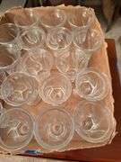 Lot of Clear Glass Footed Dessert Cups or Goblets - Box of Approx. 20