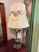 Green and Brass Table Lamp