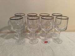 Set of 8 Fostoria Silver Rim Stemmed Glasses
