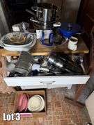 Salvage Lot- Misc. Items Including- Fridge, Display Cabinets, Cookware, Dishes, Etc. ( Oven/Range & Dishwasher NOT included)(BUYER RESPONSIBLE FOR REMOVAL)