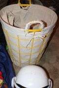 Tall Metal Basket with cloth Liner with a Variety of Play Characters, Dinosaurs, Remote Items (no Batteries), Swords, Etc.