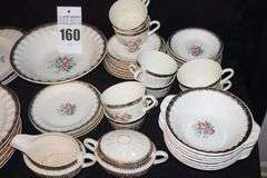 Set of Vintage China from the Cronin China Co. "rose pattern with gold trim - 8 dinner plates, 7 bowls, 4 dessert plates, 8 cups, 8 saucers, 8 dessert bowls, creamer, sugar bowl with lid, 2 platters, serving bowl