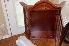 Wood Wall Display Cabinet with glass shelved and glass front   23"x24"x9"
