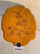 Decorative Yellow Accent Table with Bird and Branch Design