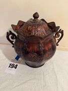 Decorative Lidded Pot with Handles