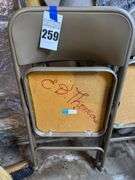 Pair of Metal Folding Chairs with Named Backs