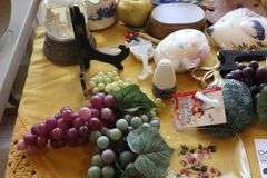 Variety of Decorative Items: Fruit, Mirrored Displays, Candle Stands, Water Globes etc.