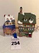 Department 56 Dickens Village O'Well China 1997 "Black Forest Cafe" & "Public House" Buildings