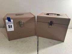 Set of Two Metal Storage Boxes - Unlocked but no keys