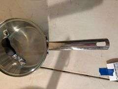 Set of Three Stainless Steel Saucepans