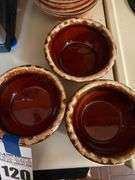 Lot of 6 Woven Style Bowls and 4 Oven Proof USA Brown Bowls
