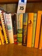Vintage Cookbooks, Novels, and Fruit Tray